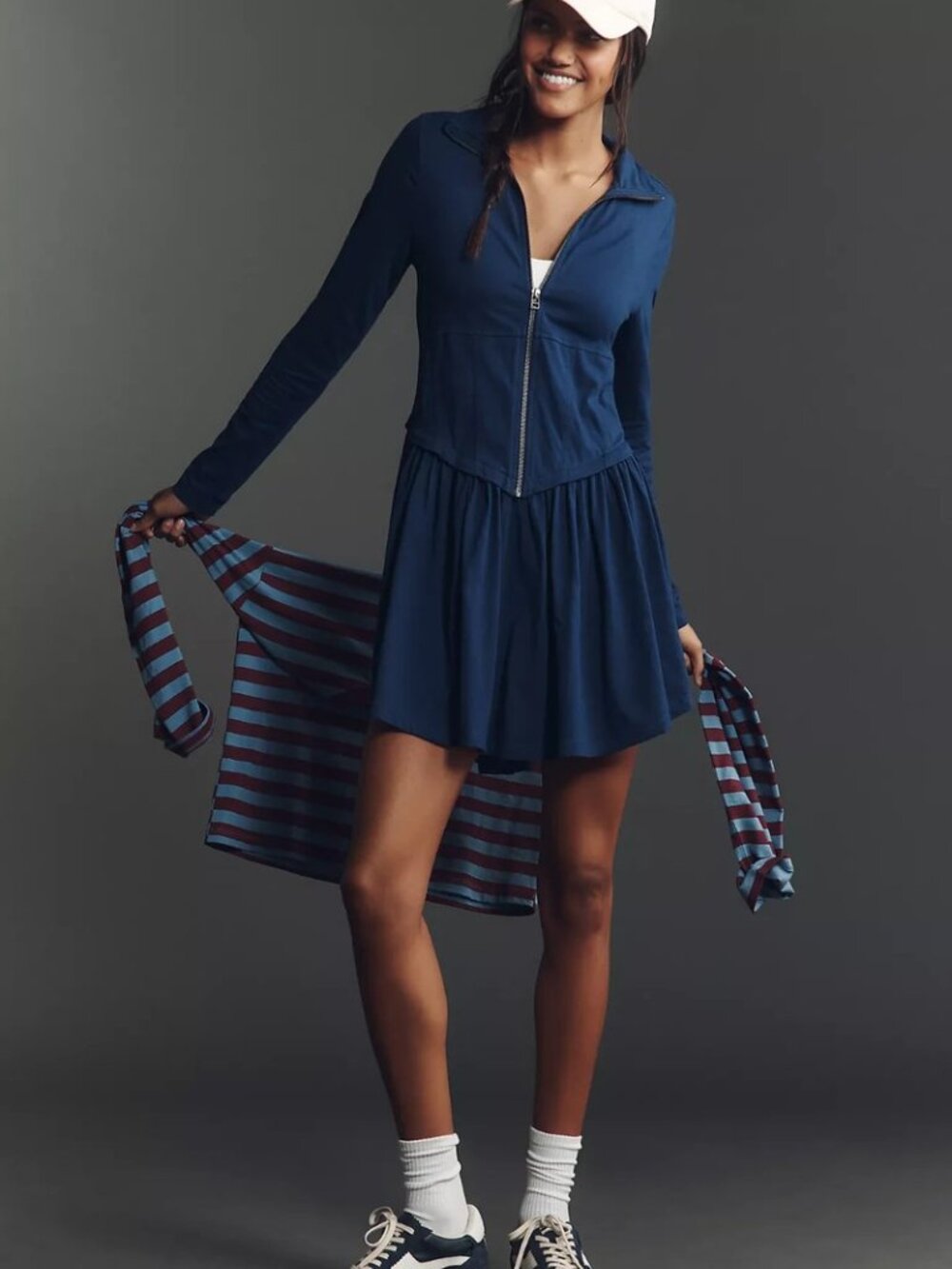 Daily Practice Anthropologie Taylor Long-Sleeve ZipFront Blue Mini Dress Small
